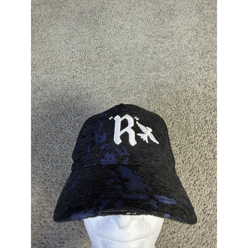 Reference Hat Cap Snap Back Mens One Size Black Floral Jacquard Embroidered Logo